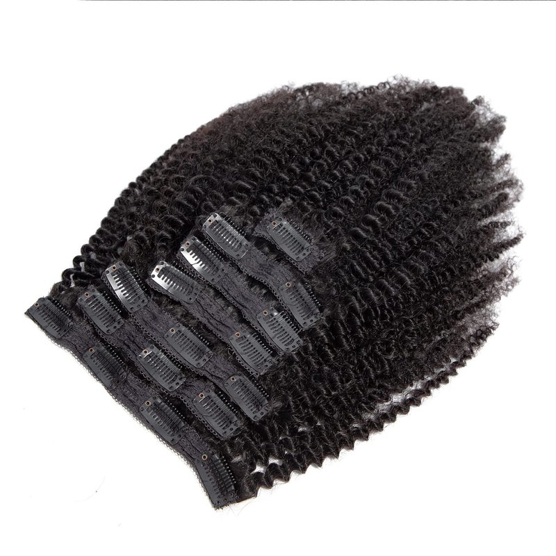 YOOONXI Kinky Curly Clip in Hair Extensions Real Human Hair 3C 4A Human Hair Clip in Extensions Double Weft Afro Kinky Curly Clip ins for Black Women Natural Color 7pcs 120g/Set 18Inch - Image 3